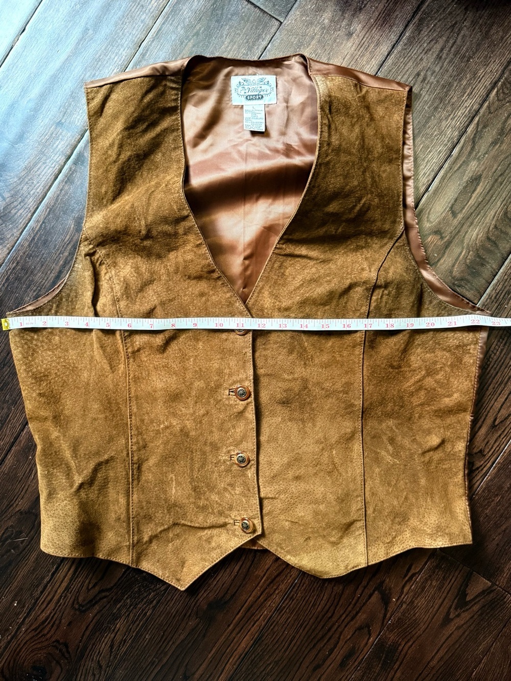 The Villager Vintage Brown Leather Button Vest - Picture 5 of 6